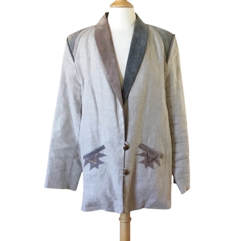 Vintage 80’s Santa Fe Re-Creations Denver Southwestern Aztec Linen Suede Jacket